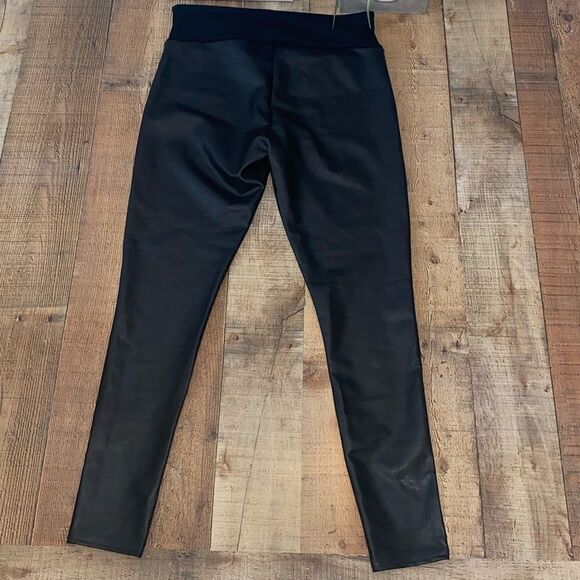 Assets by Spanx Black Faux Leather High Rise Leggings - Picture 7 of 11